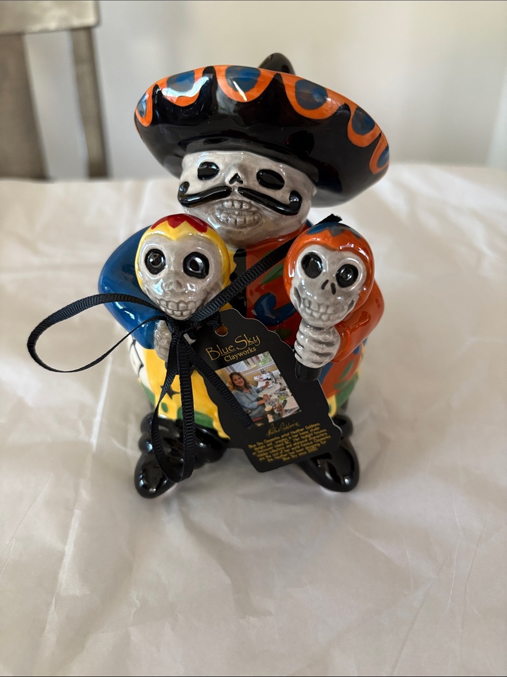 Blue Sky Ceramic Day of the Dead Skeleton Toy - Multicolor